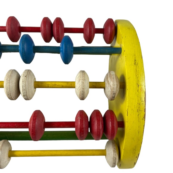 Vintage Wooden Playskool Mathematic Abacus Math Learning Simple Montessori Kid - Picture 12 of 16